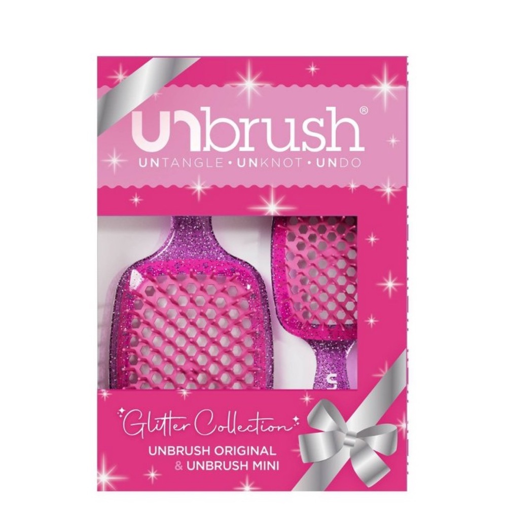 Pink Glitter Unbrush Hairbrush Duo
